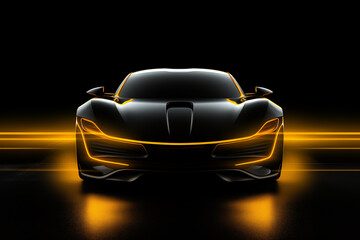 black sports or luxury car wallpaper with a fantastic yellow light effect background