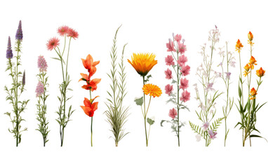 Vibrant Blossoms A Nature Inspired Set on a White or Clear Surface PNG Transparent Background
