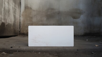 A single white business card held steadily against a backdrop of a weathered concrete wall, symbolizing strength and stability.