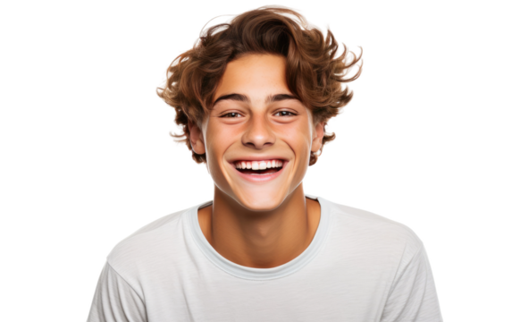 Gleeful Sight Laughing Teen Upfront on a White or Clear Surface PNG Transparent Background
