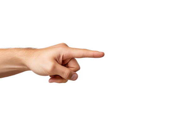 Pointing Finger Man Indicates Clearly on a White or Clear Surface PNG Transparent Background
