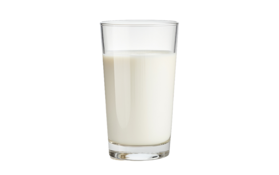 Glass Brimming with Fresh Milk on a White or Clear Surface PNG Transparent Background