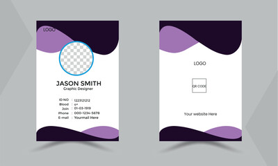 Corporat Creative Professional Unique ID Card Layout with Modern Template identity card for Employee or student ID card set design for office or schoo Print-ready identification card template.

