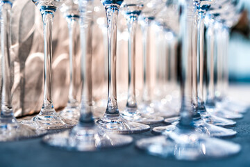 empty glasses for champagne