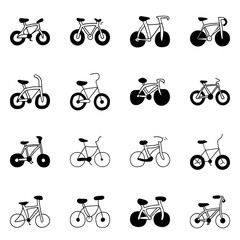 Set of bicycle icon. Hand drawn doodle vector design.