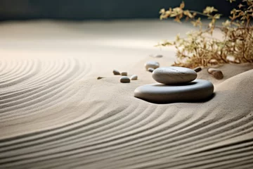 Foto auf Acrylglas Steine im Sand Spirituality rock buddhism stones sand spa balance simplicity relaxation meditation zen harmony