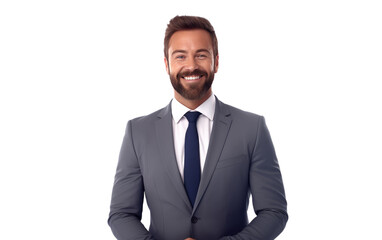 Happy Real Businessman Success Unfolded on a White or Clear Surface PNG Transparent Background