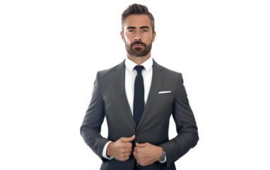 The Joyful Real Businessmans Strategies on a White or Clear Surface PNG Transparent Background