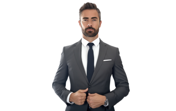 The Joyful Real Businessmans Strategies on a White or Clear Surface PNG Transparent Background