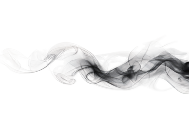 Black Smoke Quality Puffs Unveiled on a White or Clear Surface PNG Transparent Background