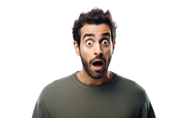 Authentic Surprise Real Mans Reaction on a White or Clear Surface PNG Transparent Background