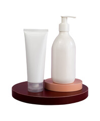 white bottle packaging mockup on podium