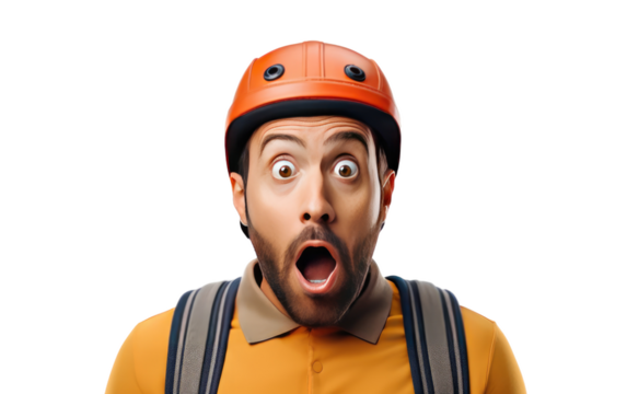 Confused Biker Surprise Real Mans Reaction on a White or Clear Surface PNG Transparent Background