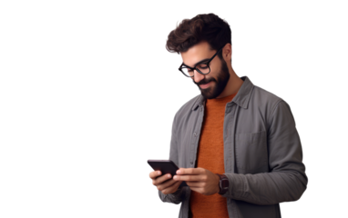 Modern Masculinity Real Time Connectivity Explored on a White or Clear Surface PNG Transparent Background