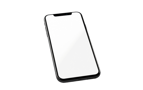 Modern Device Dynamic Smartphone Mockup Presentation on a White or Clear Surface PNG Transparent Background