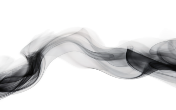 Ethereal Elegance Billowing Black Smoke on a White or Clear Surface PNG Transparent Background