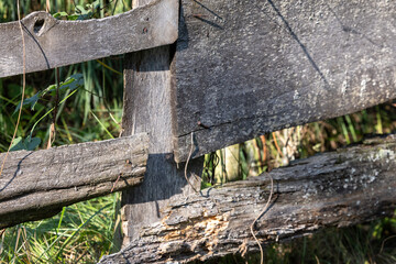 Fototapeta premium Wooden Plank Fence in a Natural Setting