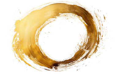 Brushs Mastery Gleaming Gold Circle on a White or Clear Surface PNG Transparent Background