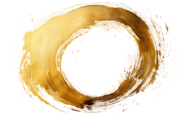 Brushs Mastery Gleaming Gold Circle on a White or Clear Surface PNG Transparent Background