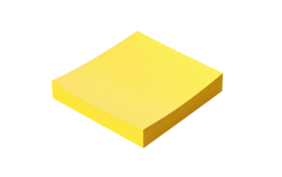 Functional Yellow Note Organizational Aid on a White or Clear Surface PNG Transparent Background