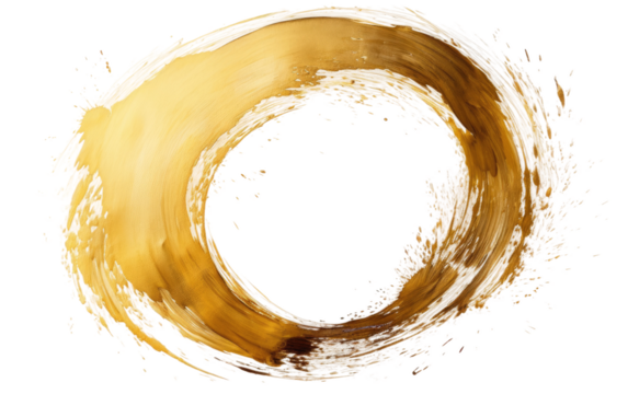 Brushs Mastery Gleaming Gold Circle on a White or Clear Surface PNG Transparent Background