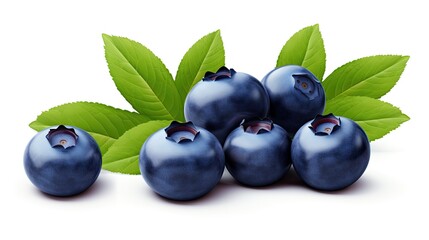 Isolated blueberries collection.. Generative AI