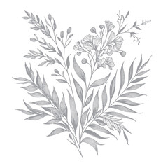 botanical floral line element for wedding card design isolated