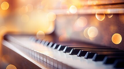 Piano keys close-up. Generative AI
