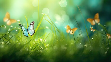 abstract natural background with butterflies