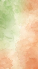 Obraz premium Watercolor art background. Old paper. Peach and green texture for cards, flyers, poster, banner. 