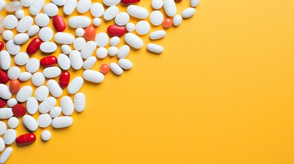 Scattered white pills.. Generative AI - obrazy, fototapety, plakaty