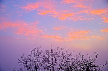 Fototapeta na wymiar Spectacular Sunrises in Winter in Umbria, Italy