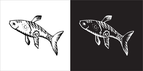 Illustration vector graphics of fish icon - obrazy, fototapety, plakaty