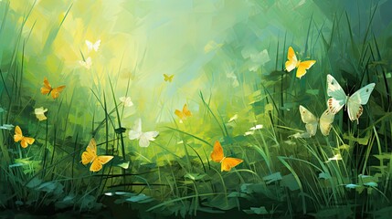 Fototapety  abstract natural background with butterflies