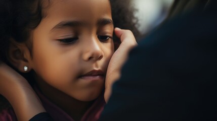 Close-up of a Hispanic child receiving a vaccine, comforting presence of a medical professional - obrazy, fototapety, plakaty