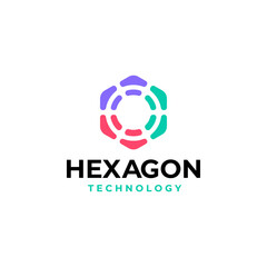 Modern Hexagon Circle Technology logo icon design template. Vector illustration	
