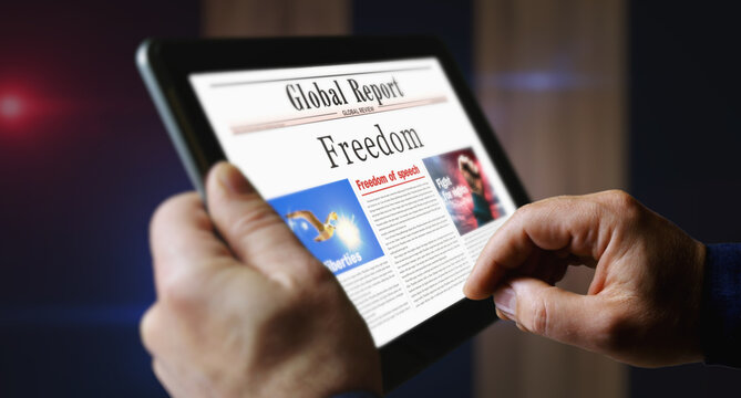 Freedom newspaper on mobile tablet screen