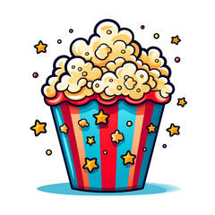 a cartoon of a popcorn - obrazy, fototapety, plakaty