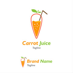 Logo design icon of fresh carrot fruit tropical juice water to drink in summer for restaurant cafe