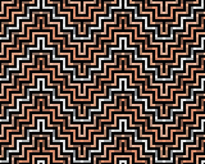 Seamless peach fuzz color diagonal zigzag pattern on black background. Color of the year 2024