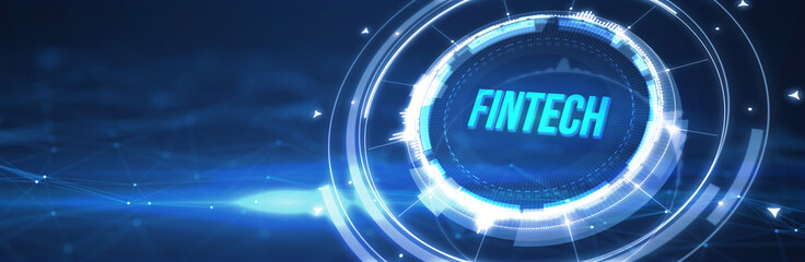 Fintech Financial technology digital money online banking business finance concept. 3d illustration