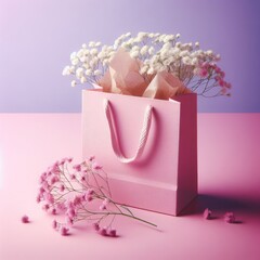 gift box with flowers and ribbon
