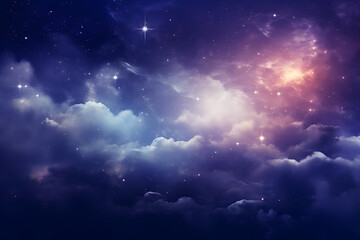 Naklejka na ściany i meble Clouds in the sky at night background.