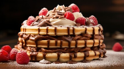 butter sweet waffle food illustration delicious fluffy, indulgent homemade, belgian treat butter sweet waffle food