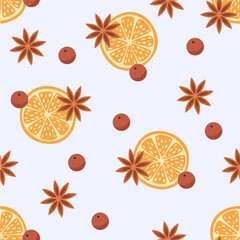 seamless pattern with cinnamon and citrus 