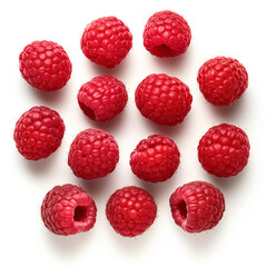 a group of raspberries on a white background