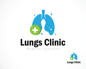 lungs clinic logo creative design concept health consulting plus symbol icon