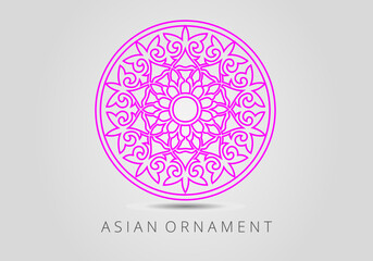 Vintage ornate linear ornament in Kazakh traditional style. Asian floral designs. Abstract Asian elements of the national pattern of the ancient nomads of the Kyrgyz, Mongols, Kazakhs, Tatars.