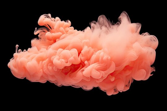 illustration of peach fuzz color cloud on black background