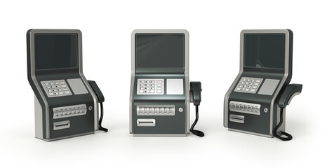 POS System set isolated on white. 3d illustration